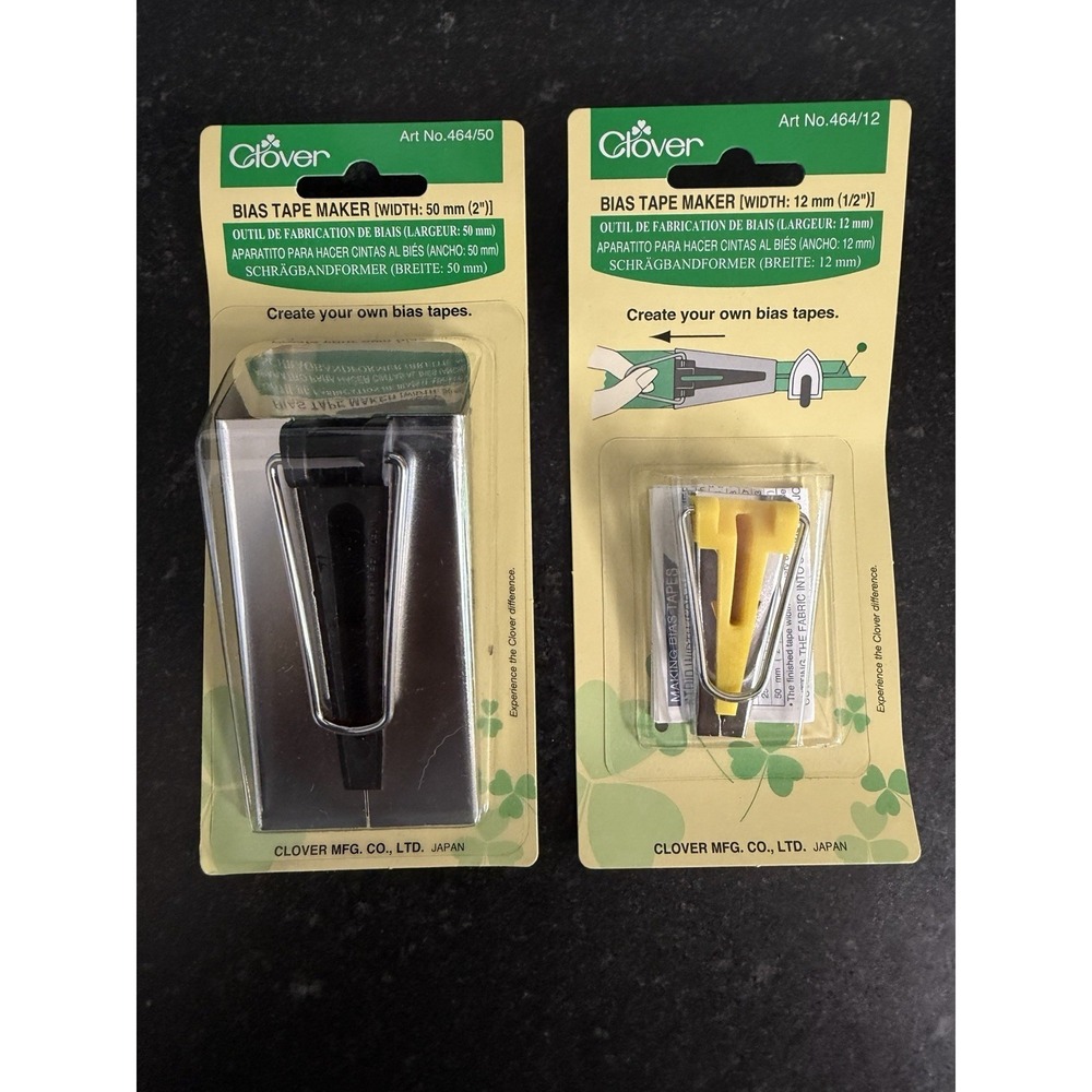 Vintage Clover Bias Tape Maker Lot 2‎ Japan NOS 12mm 50mm Sewing Quilting